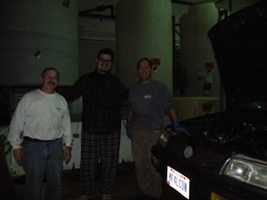 Kevin, myself, and Mark with the car inside the water pumping station